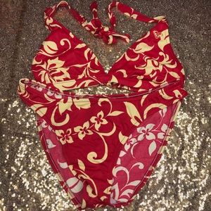 ROXY QUICKSILVER | Red Hawaiian Flowers Bikini